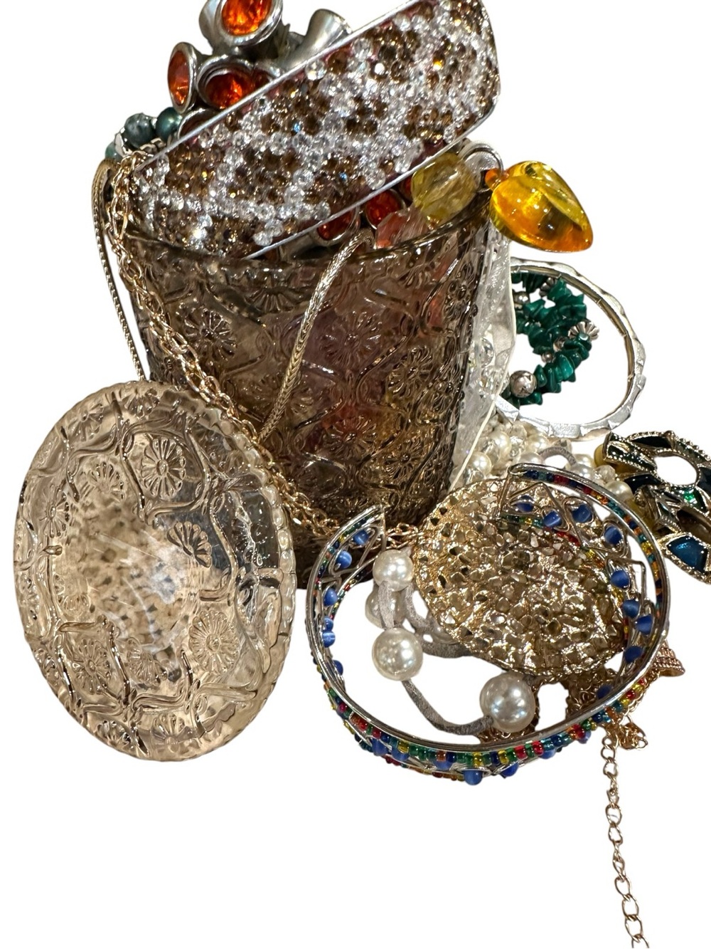 Estate to now jewlery  Mixed lot Green, Blue, Orange, Teal, White, Gold Tones - Picture 2 of 13